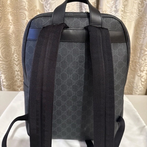 Gucci GG Supreme Black Canvas Leather Monogram Backpack 322069 NEW NWT 16x 12x 7 - Picture 3 of 16